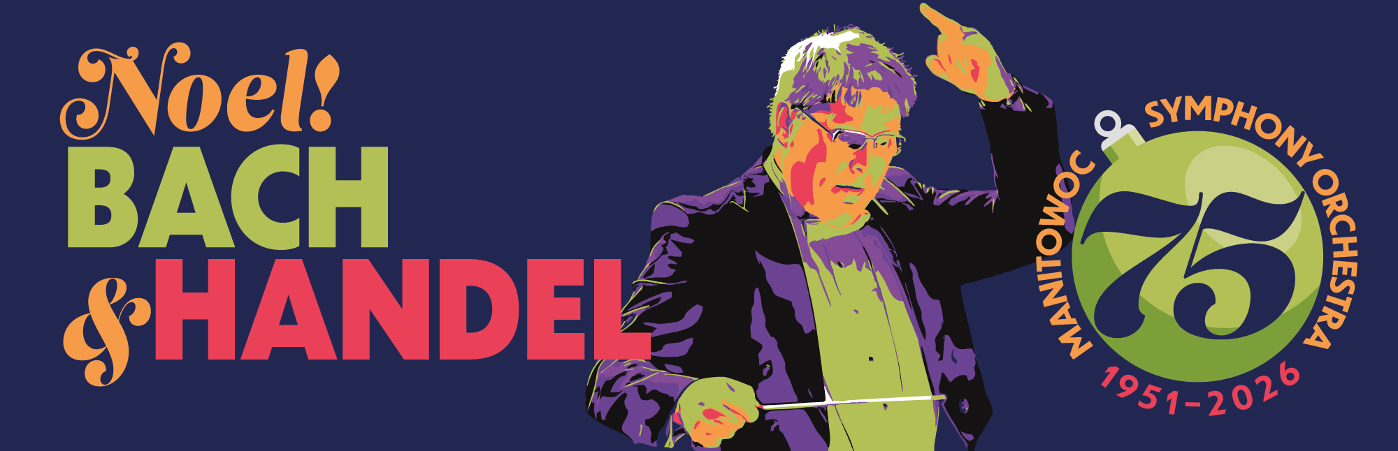 A brightly colored rendering of a man conducting an orchestra