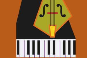 a modern art style piano and violin
