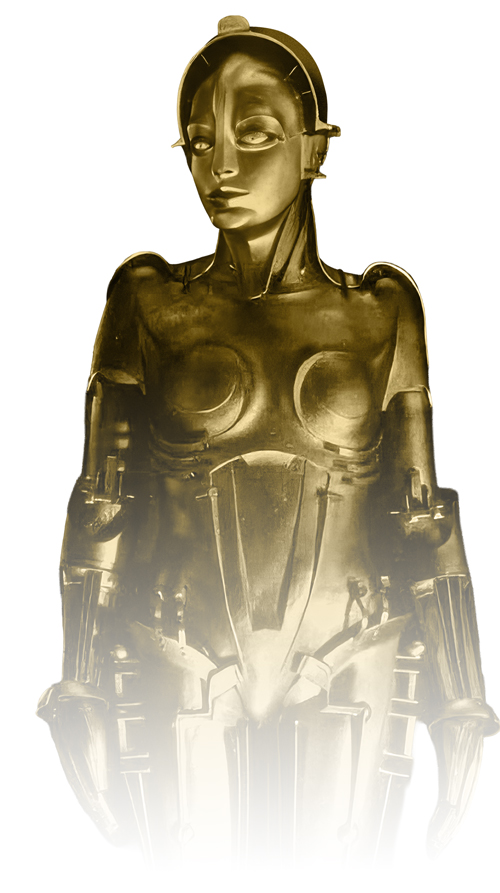 A futuristic female robot