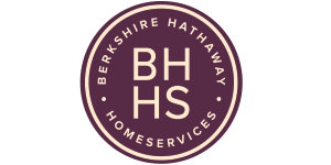 Berkshire Hathaway logo - a plum colored circle with their initials BHHS in beige