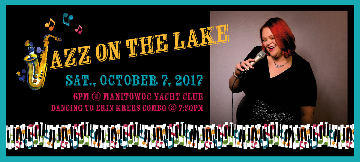 Jazz on the Lake 2017 — a colorful banner with a photo of Erin Krebs, a jazz singer